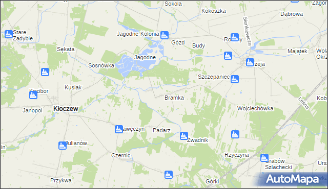 mapa Bramka gmina Kłoczew, Bramka gmina Kłoczew na mapie Targeo