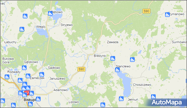 mapa Bredynki, Bredynki na mapie Targeo