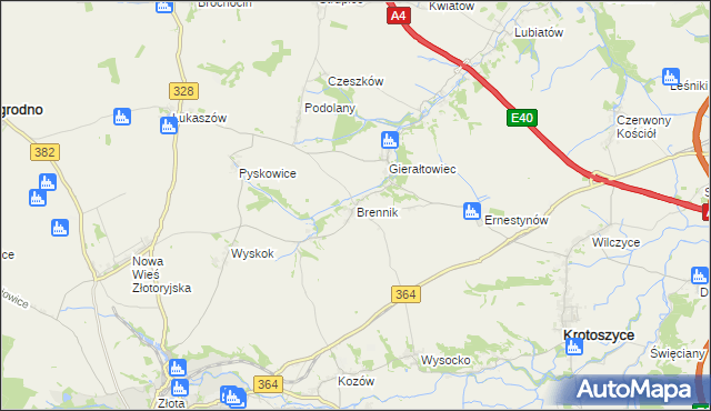 mapa Brennik gmina Złotoryja, Brennik gmina Złotoryja na mapie Targeo