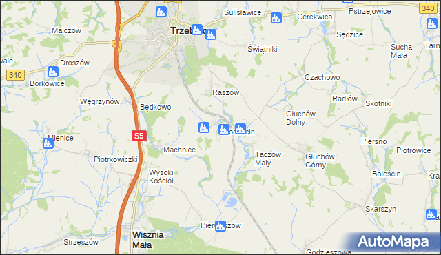 mapa Brochocin gmina Trzebnica, Brochocin gmina Trzebnica na mapie Targeo