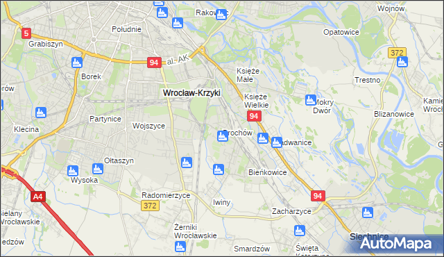 mapa Brochów gmina Wrocław, Brochów gmina Wrocław na mapie Targeo