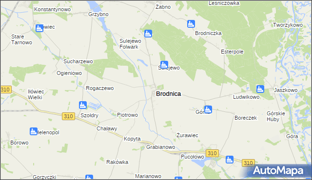 mapa Brodnica powiat śremski, Brodnica powiat śremski na mapie Targeo