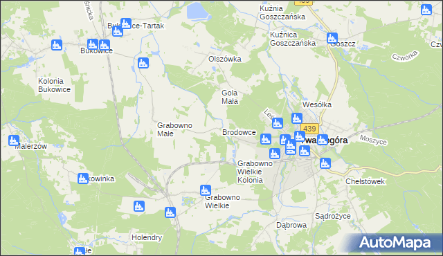 mapa Brodowce, Brodowce na mapie Targeo