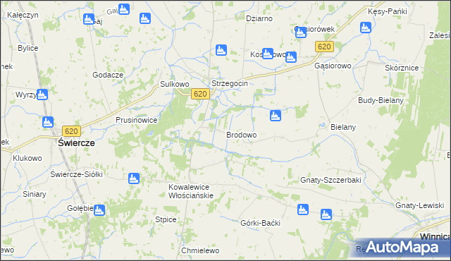 mapa Brodowo gmina Świercze, Brodowo gmina Świercze na mapie Targeo