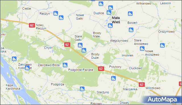 mapa Brody Duże gmina Mała Wieś, Brody Duże gmina Mała Wieś na mapie Targeo