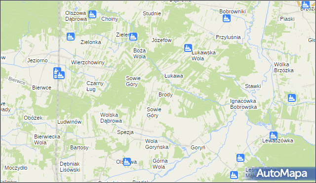 mapa Brody gmina Jastrzębia, Brody gmina Jastrzębia na mapie Targeo