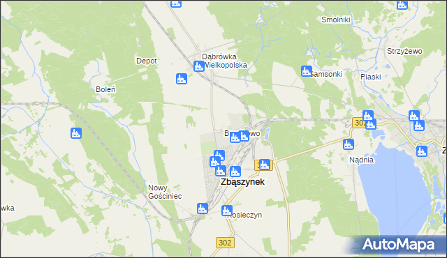 mapa Bronikowo gmina Zbąszynek, Bronikowo gmina Zbąszynek na mapie Targeo