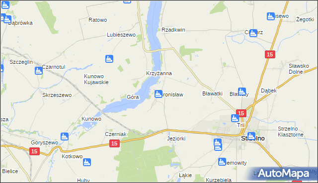 mapa Bronisław gmina Strzelno, Bronisław gmina Strzelno na mapie Targeo