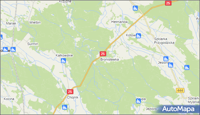 mapa Bronisławka gmina Sośnie, Bronisławka gmina Sośnie na mapie Targeo
