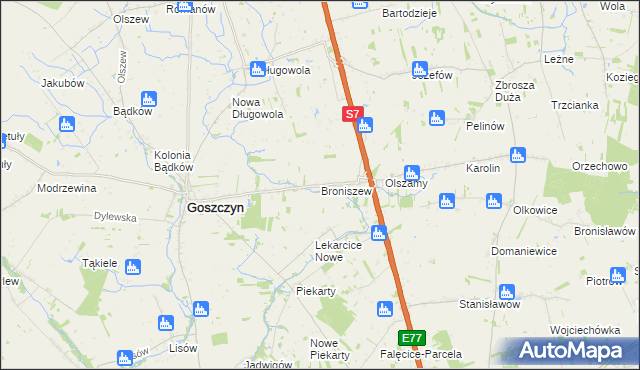 mapa Broniszew, Broniszew na mapie Targeo