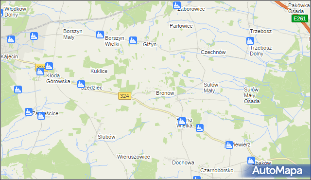 mapa Bronów gmina Góra, Bronów gmina Góra na mapie Targeo