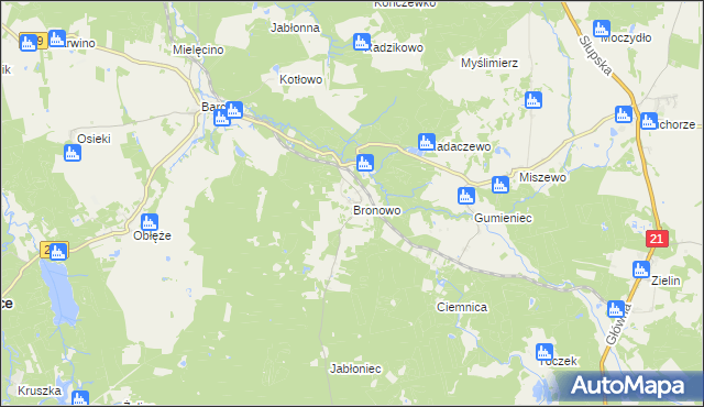 mapa Bronowo gmina Kępice, Bronowo gmina Kępice na mapie Targeo