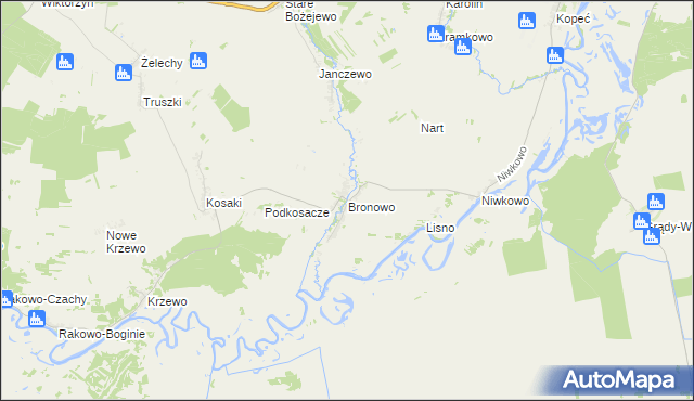 mapa Bronowo gmina Wizna, Bronowo gmina Wizna na mapie Targeo