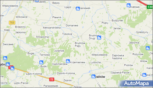 mapa Brudnów Stary, Brudnów Stary na mapie Targeo