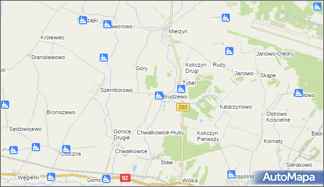 mapa Brudzewo gmina Strzałkowo, Brudzewo gmina Strzałkowo na mapie Targeo