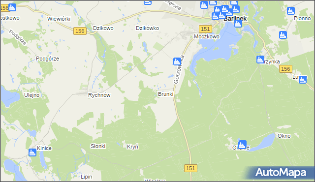 mapa Brunki, Brunki na mapie Targeo