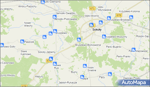 mapa Bruszewo-Borkowizna, Bruszewo-Borkowizna na mapie Targeo