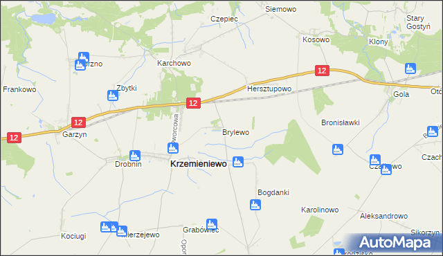 mapa Brylewo gmina Krzemieniewo, Brylewo gmina Krzemieniewo na mapie Targeo