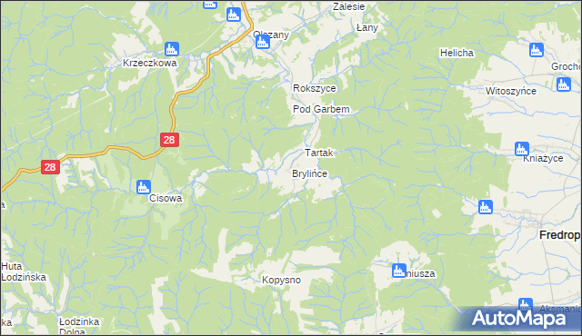 mapa Brylińce, Brylińce na mapie Targeo