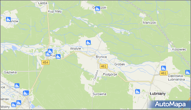 mapa Brynica gmina Łubniany, Brynica gmina Łubniany na mapie Targeo