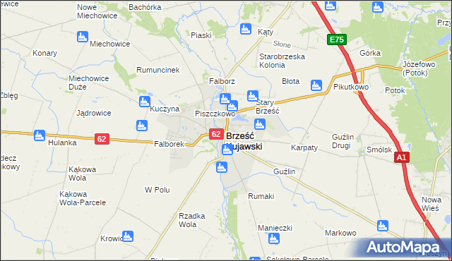 mapa Brześć Kujawski, Brześć Kujawski na mapie Targeo