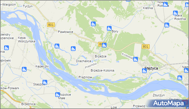 mapa Brzeźce gmina Stężyca, Brzeźce gmina Stężyca na mapie Targeo