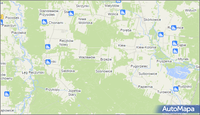 mapa Brzezie gmina Aleksandrów, Brzezie gmina Aleksandrów na mapie Targeo