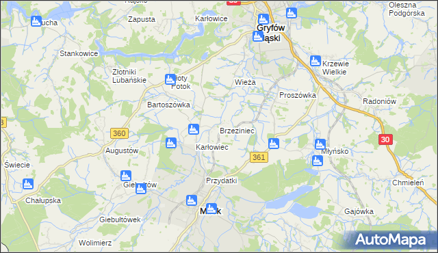 mapa Brzeziniec gmina Mirsk, Brzeziniec gmina Mirsk na mapie Targeo