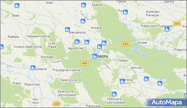 mapa Brzeziny powiat kaliski, Brzeziny powiat kaliski na mapie Targeo