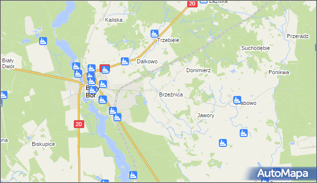 mapa Brzeźnica gmina Biały Bór, Brzeźnica gmina Biały Bór na mapie Targeo