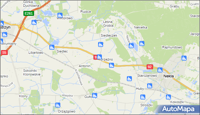 mapa Brzeźno gmina Kostrzyn, Brzeźno gmina Kostrzyn na mapie Targeo