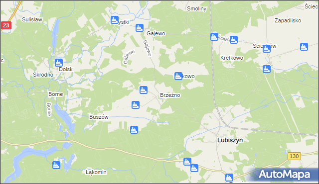 mapa Brzeźno gmina Lubiszyn, Brzeźno gmina Lubiszyn na mapie Targeo