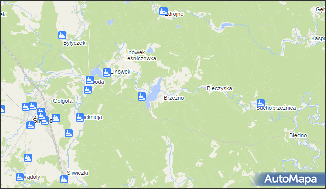 mapa Brzeźno gmina Śliwice, Brzeźno gmina Śliwice na mapie Targeo