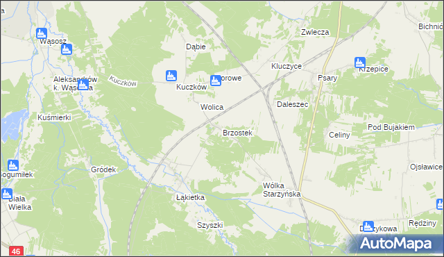 mapa Brzostek gmina Szczekociny, Brzostek gmina Szczekociny na mapie Targeo