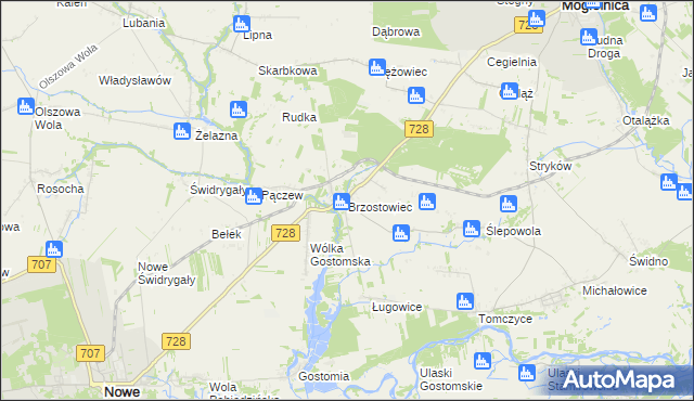 mapa Brzostowiec, Brzostowiec na mapie Targeo