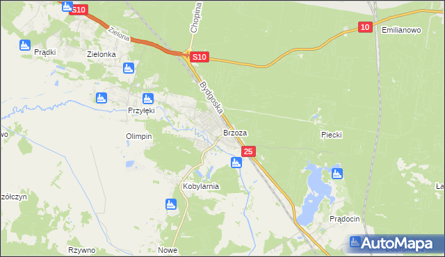 mapa Brzoza gmina Nowa Wieś Wielka, Brzoza gmina Nowa Wieś Wielka na mapie Targeo