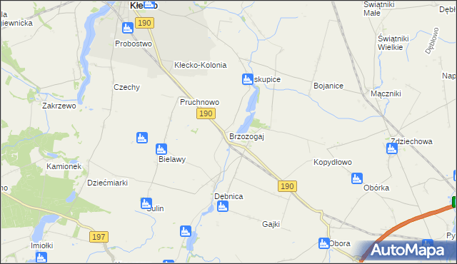 mapa Brzozogaj gmina Kłecko, Brzozogaj gmina Kłecko na mapie Targeo