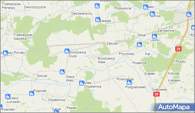 mapa Brzozowica Mała, Brzozowica Mała na mapie Targeo