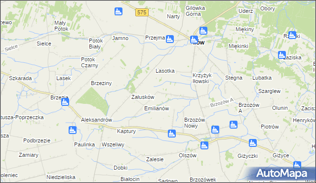 mapa Brzozowiec gmina Iłów, Brzozowiec gmina Iłów na mapie Targeo