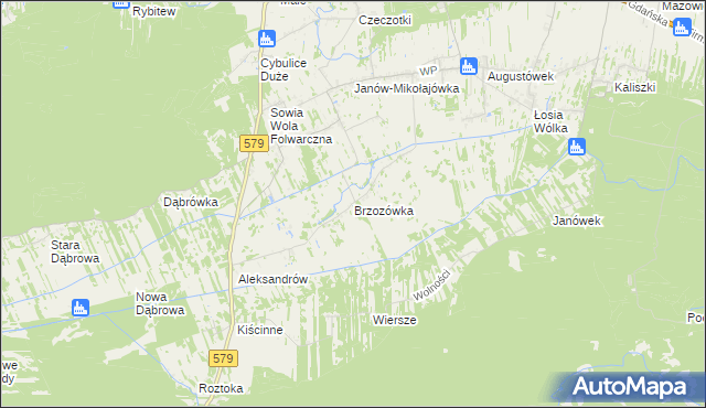 mapa Brzozówka gmina Czosnów, Brzozówka gmina Czosnów na mapie Targeo