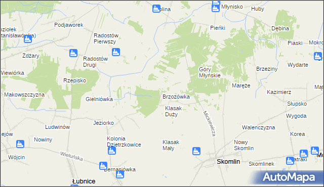 mapa Brzozówka gmina Łubnice, Brzozówka gmina Łubnice na mapie Targeo