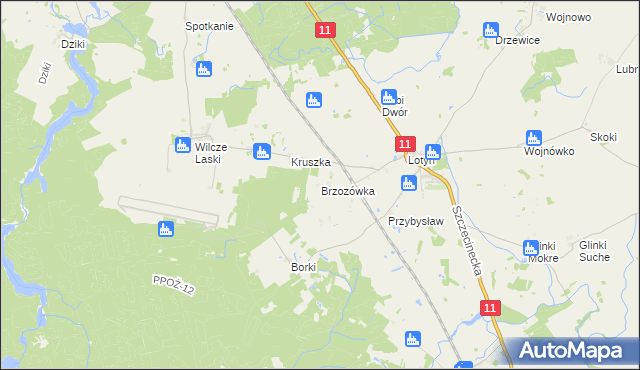 mapa Brzozówka gmina Okonek, Brzozówka gmina Okonek na mapie Targeo