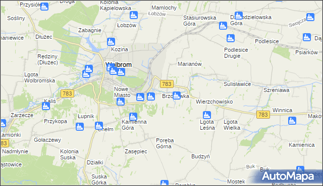mapa Brzozówka gmina Wolbrom, Brzozówka gmina Wolbrom na mapie Targeo