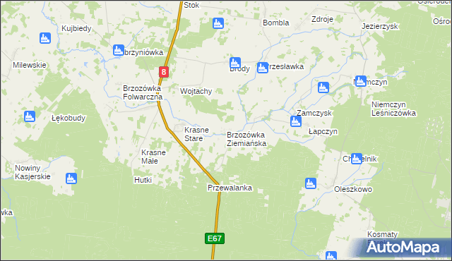 mapa Brzozówka Ziemiańska, Brzozówka Ziemiańska na mapie Targeo