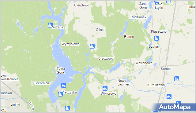 mapa Brzozowo gmina Koronowo, Brzozowo gmina Koronowo na mapie Targeo