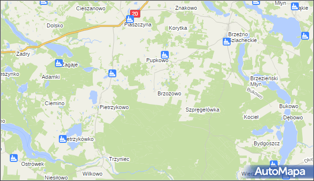 mapa Brzozowo gmina Lipnica, Brzozowo gmina Lipnica na mapie Targeo