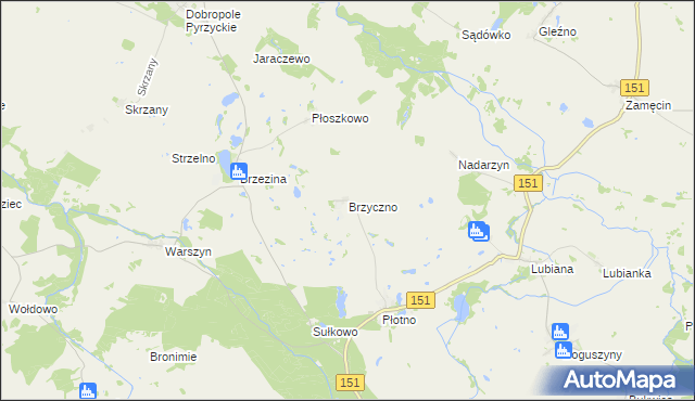 mapa Brzyczno, Brzyczno na mapie Targeo