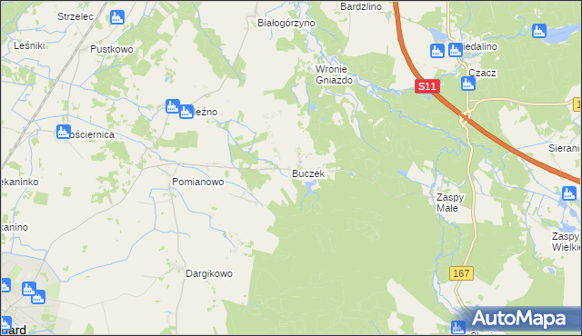 mapa Buczek gmina Białogard, Buczek gmina Białogard na mapie Targeo
