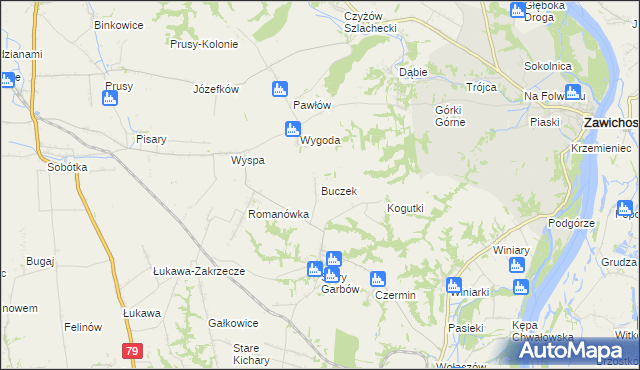 mapa Buczek gmina Dwikozy, Buczek gmina Dwikozy na mapie Targeo