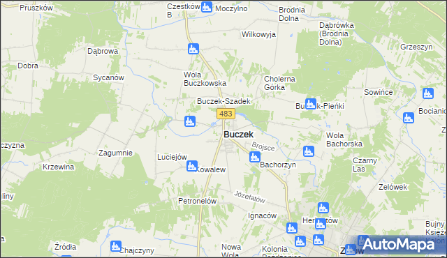 mapa Buczek powiat łaski, Buczek powiat łaski na mapie Targeo